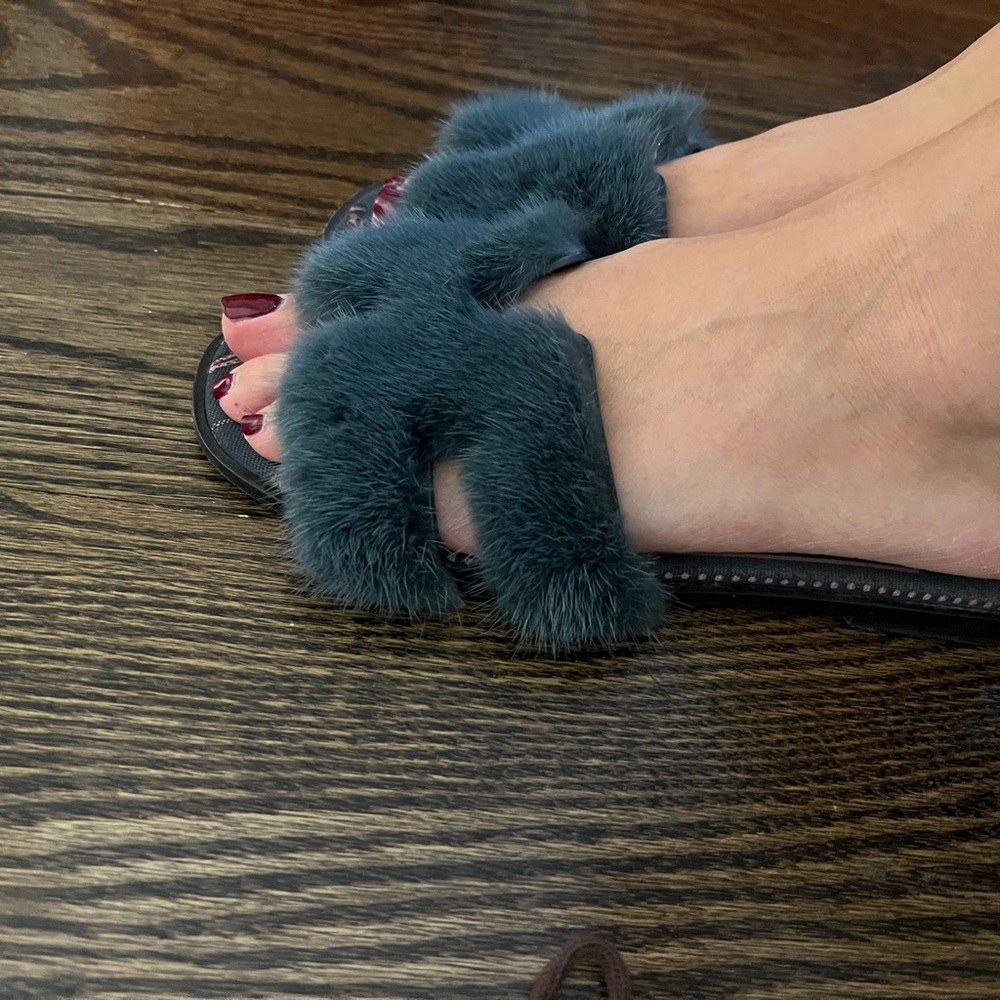 Mink Fur Oran Hermes Sandal Size 40
